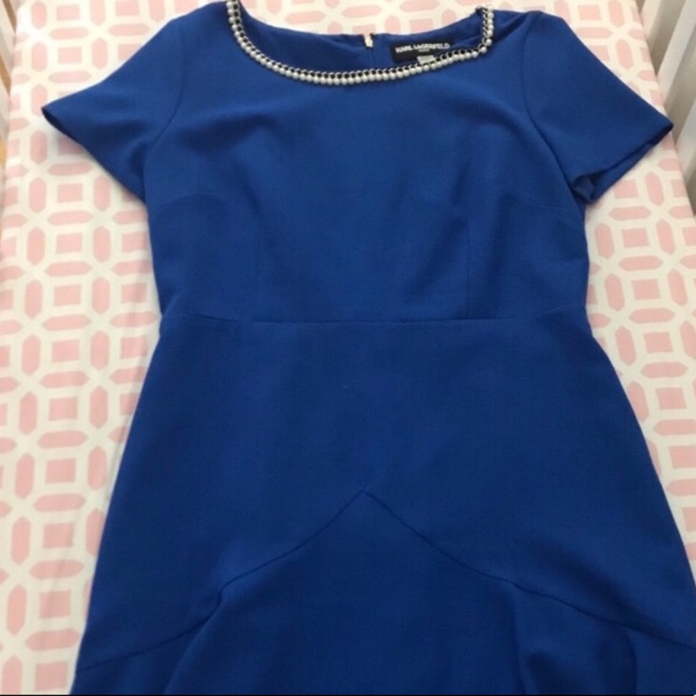Karl Lagerfeld size 12 Blue dress with pearls